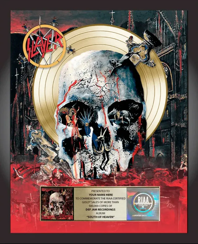 Slayer South Of Heaven zlatá plaketa