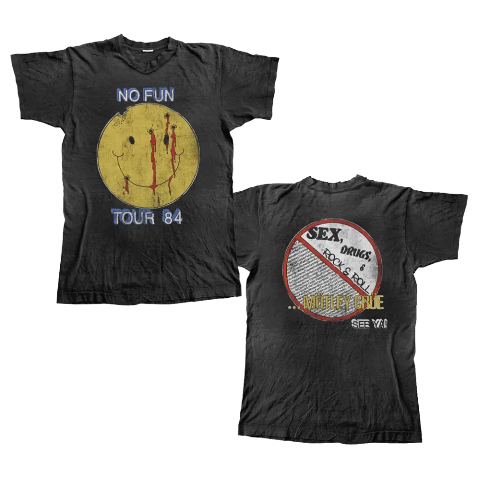 Motley Crue No Fun Tour 1984 tričko crew potisk
