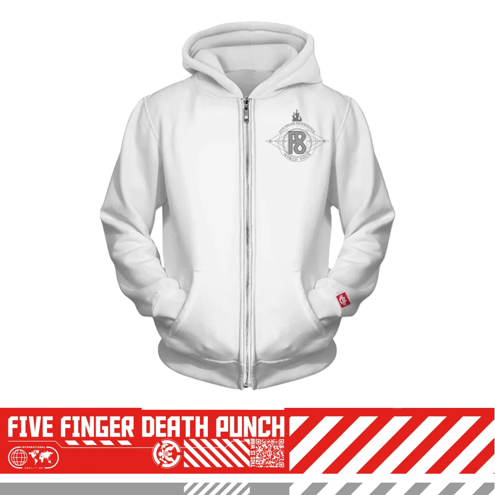 Five Finger Death Punch F8 Infinity bílá mikina s kapucí
