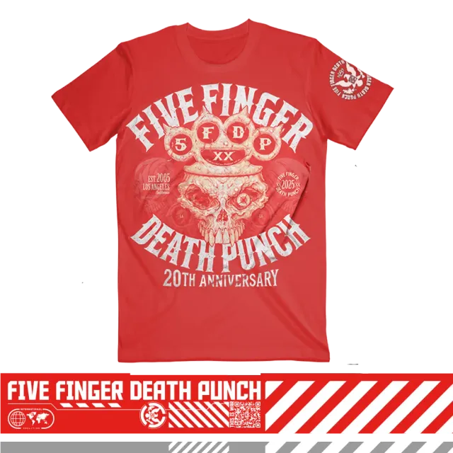 Five Finger Death Punch 20th Anniversary Knucklehead tričko červené