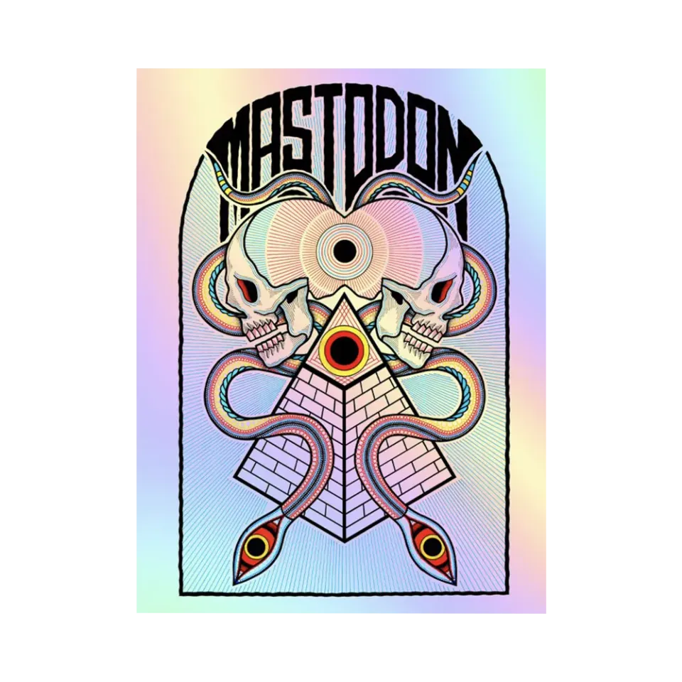 Mastodon Rainbow Foil Double Skull plakát 18 × 24 palců
