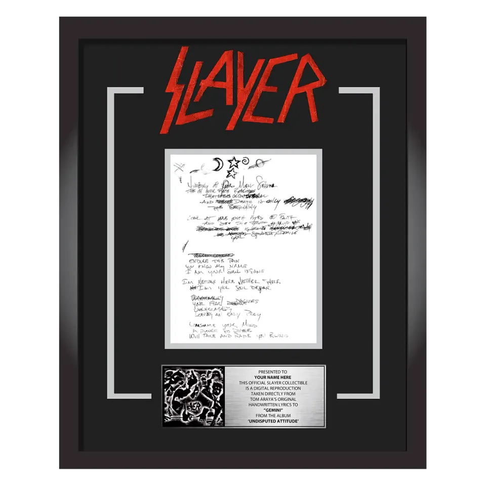 Slayer Gemini plaketa s textem
