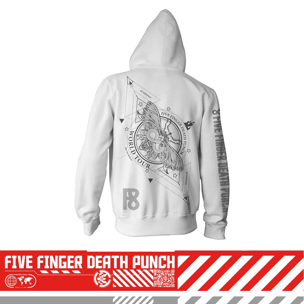 Five Finger Death Punch F8 Infinity bílá mikina s kapucí