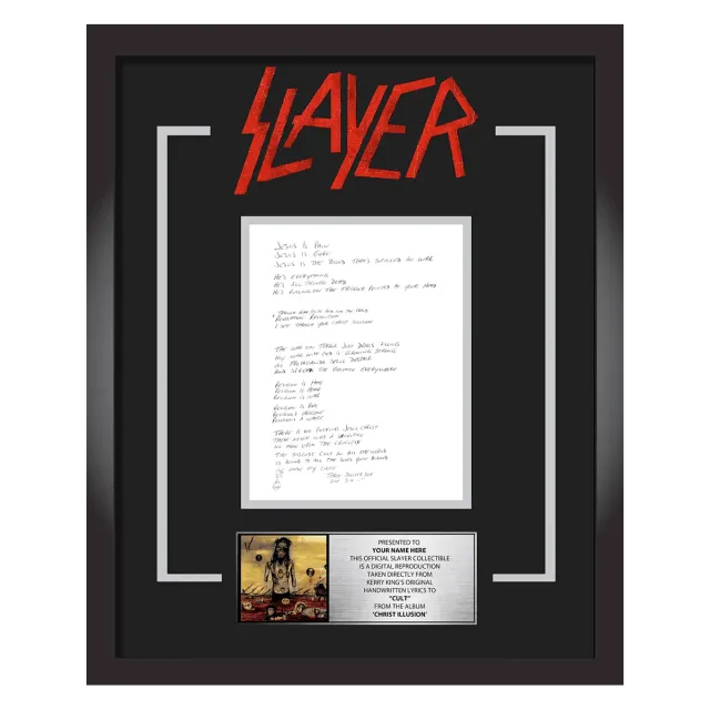 Slayer Cult plaketa s textem ručně psaná