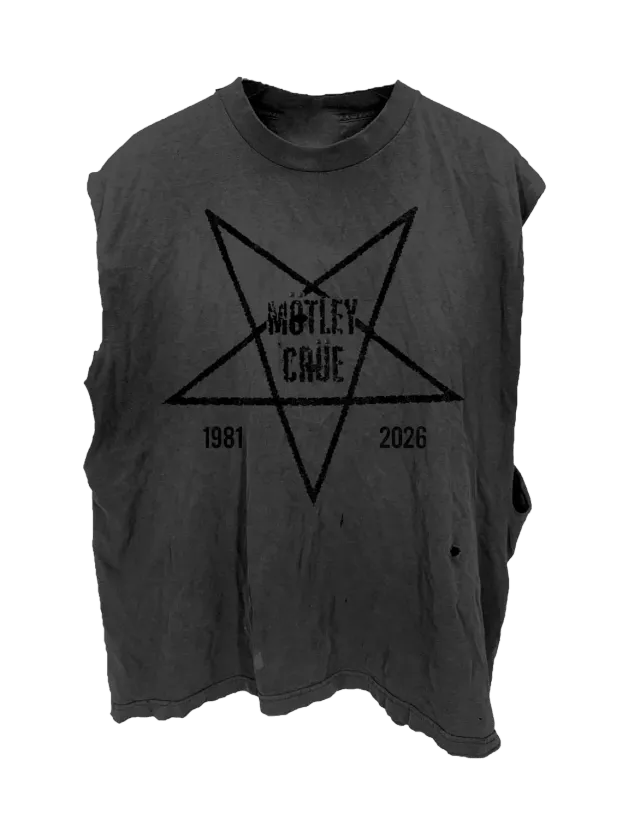 Motley Crue Black On Black Pentagram tílko