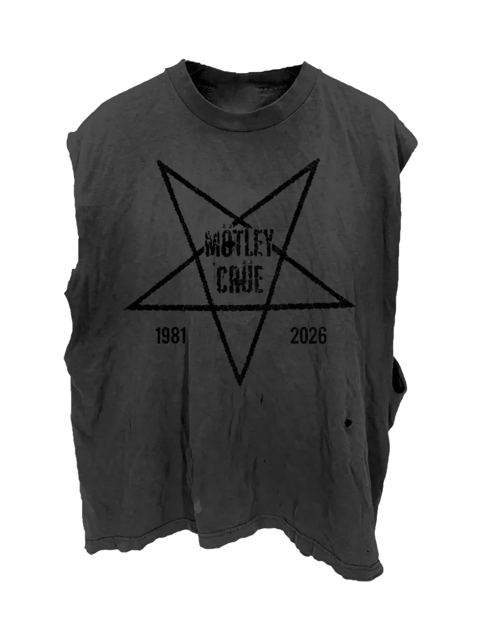 Motley Crue Black On Black Pentagram tílko