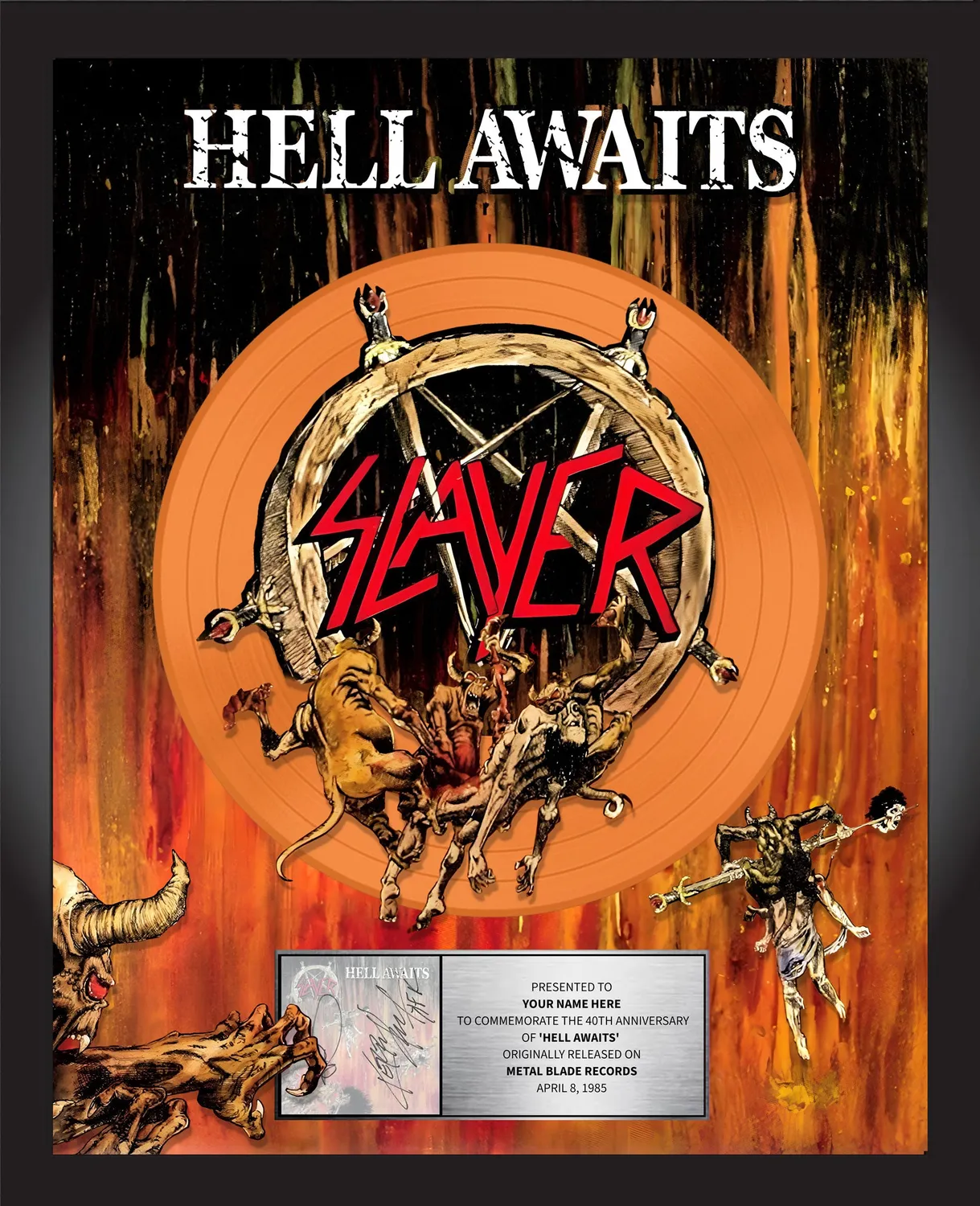 Slayer Hell Awaits 40th Anniversary plaketa