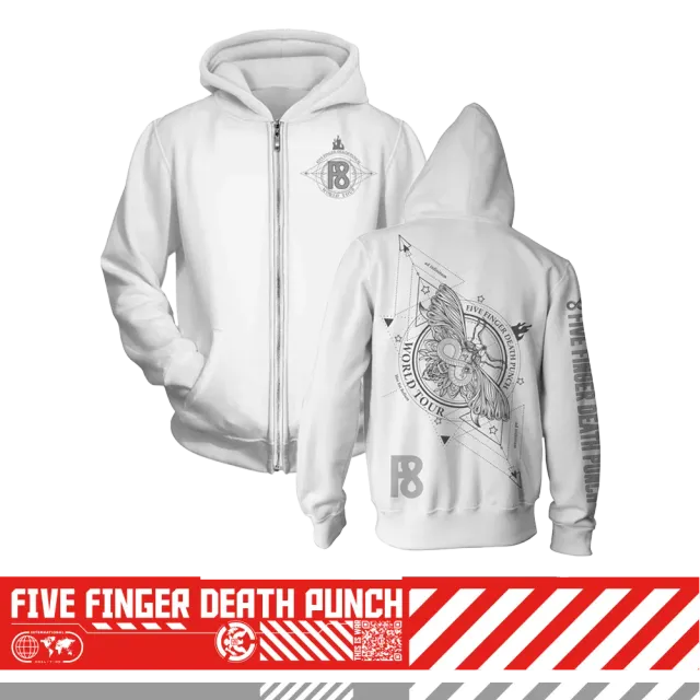 Five Finger Death Punch F8 Infinity bílá mikina s kapucí