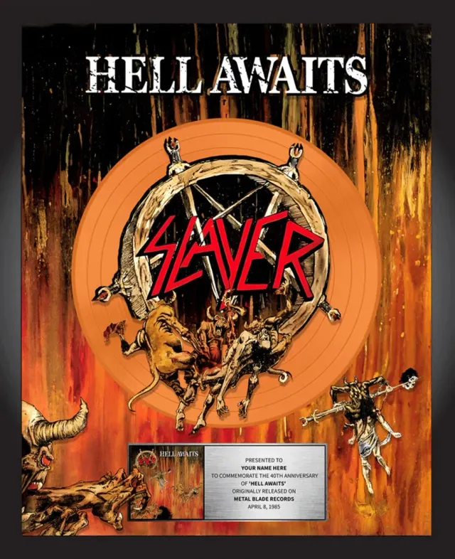 Slayer Hell Awaits 40th Anniversary plaketa
