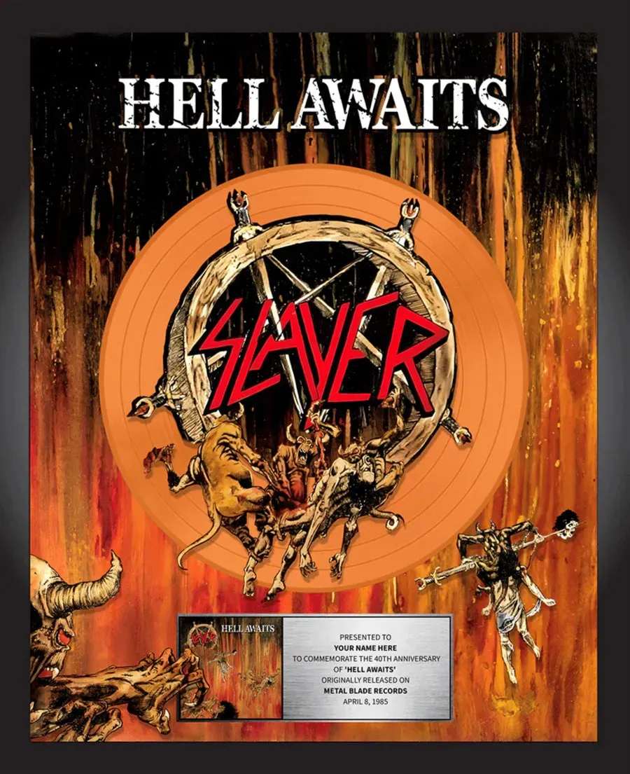 Slayer Hell Awaits 40th Anniversary plaketa